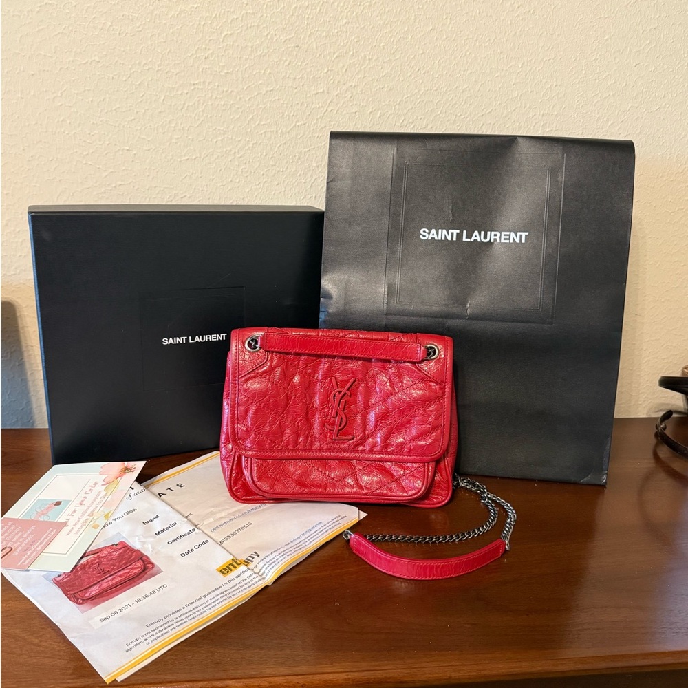 Saint Laurent Vibrant Red Crossbody Bag
